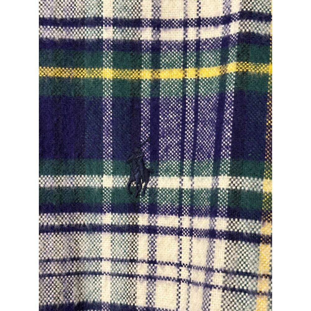 Vintage Ralph Lauren Flannel Shirt S Small Plaid Button Down Heavy Cotton Blue